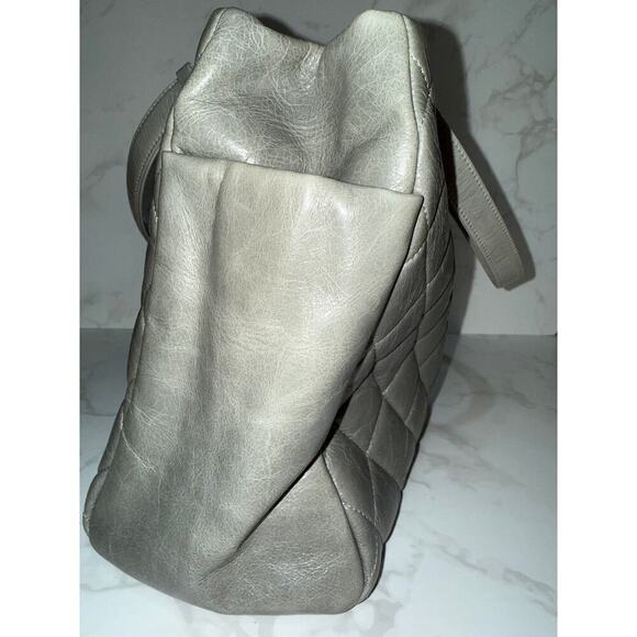 Chanel Grey Quilted Glazed Calfskin Leather Chain Tote Bag - Picture 12 of 12